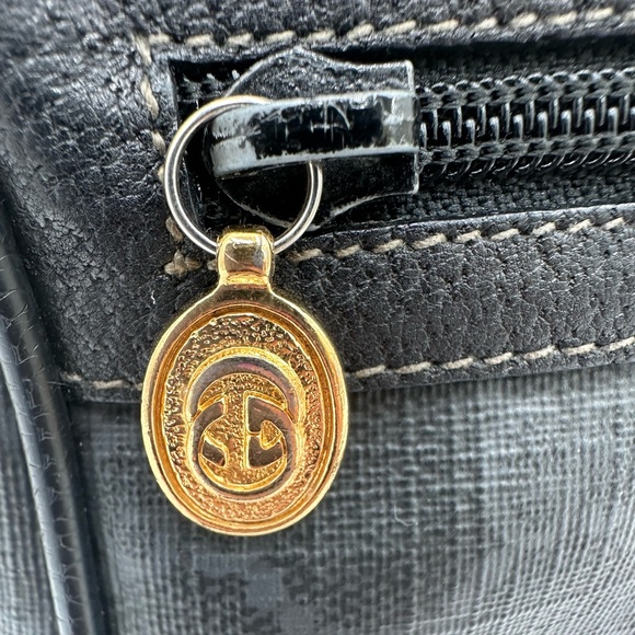 Vintage Gucci GG Monogram Black Crossbody Bag with Web Stripe & Gold Hardware - Picture 8 of 16